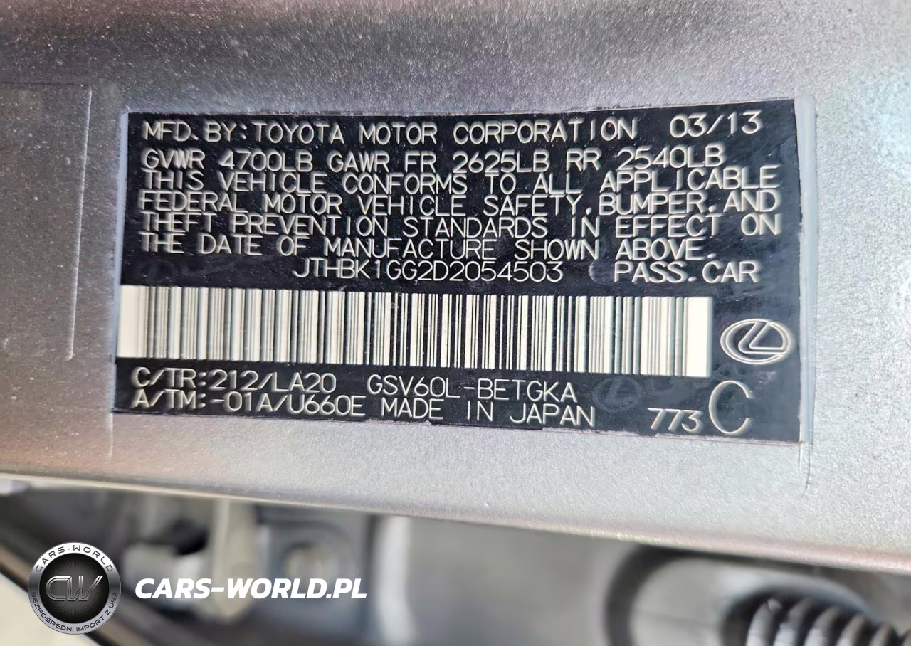 2013 Lexus Es 350 VIN:JTHBK1GG2D2054503 - 13