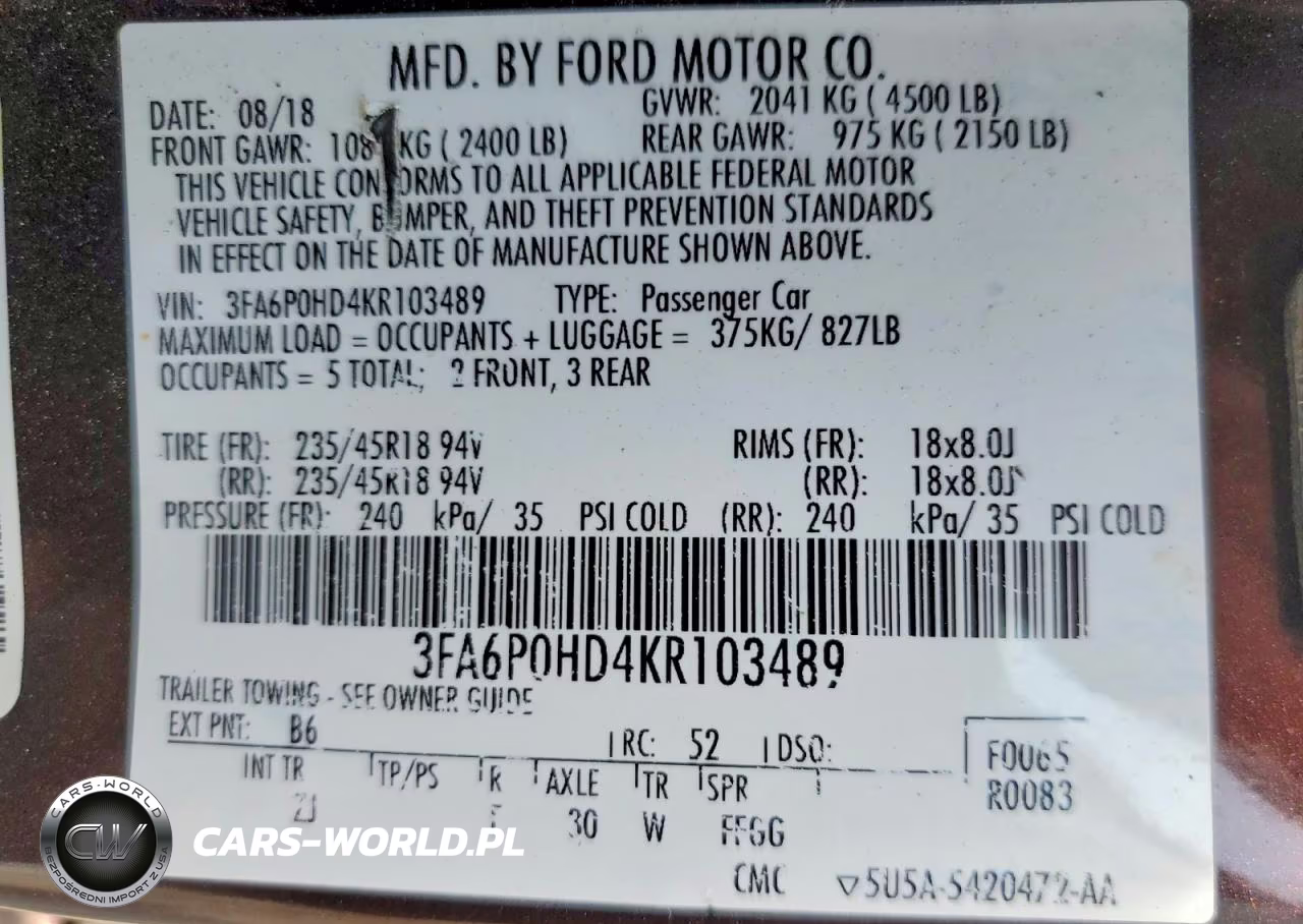 2019 Ford Fusion Se VIN:3FA6P0HD4KR103489 - 12