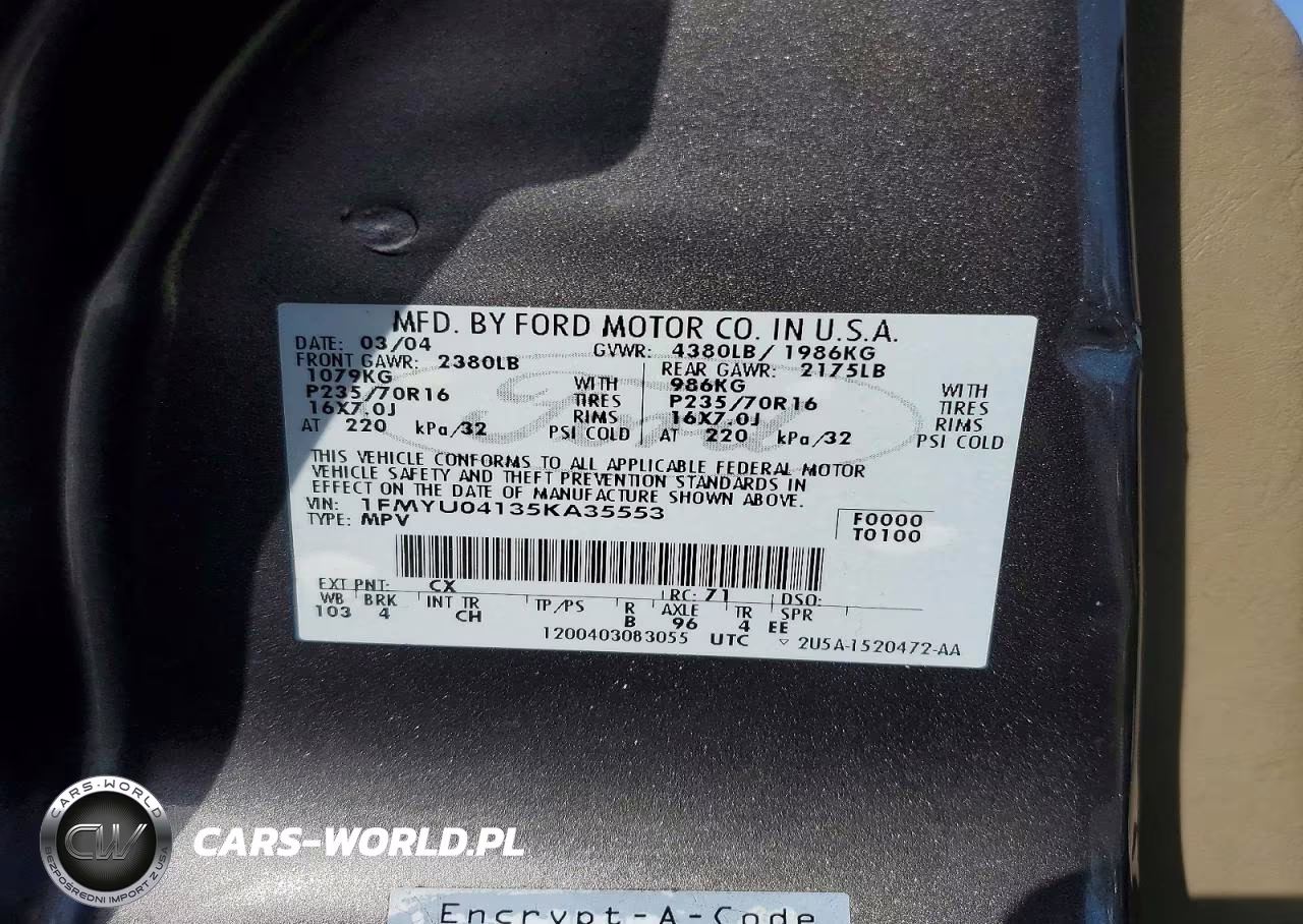 2005 Ford Escape Limited VIN:1FMYU04135KA35553 - 14