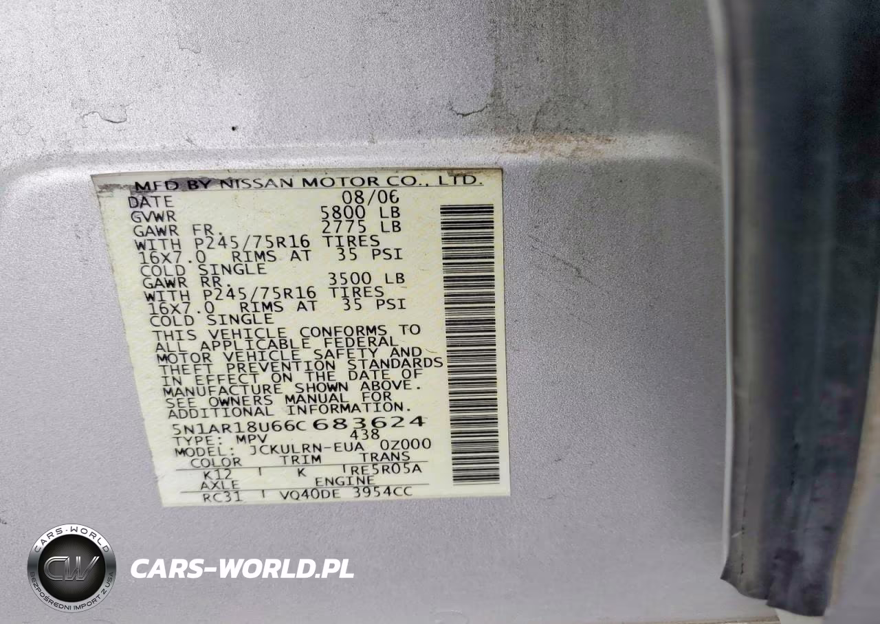 2006 Nissan Pathfinder S VIN:5N1AR18U66C683624 - 14