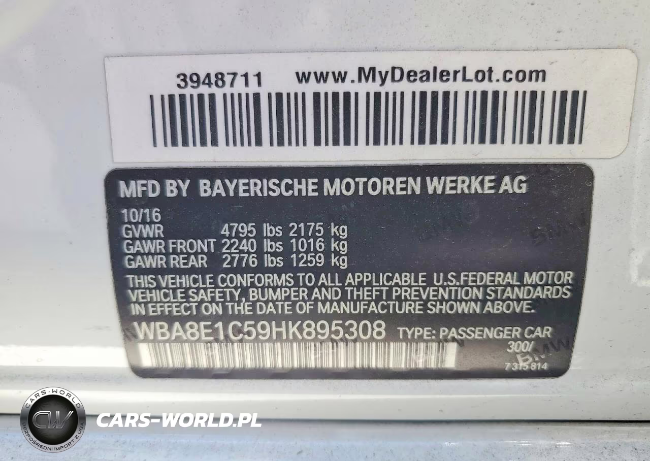2017 BMW 330E VIN:WBA8E1C59HK895308 - 12