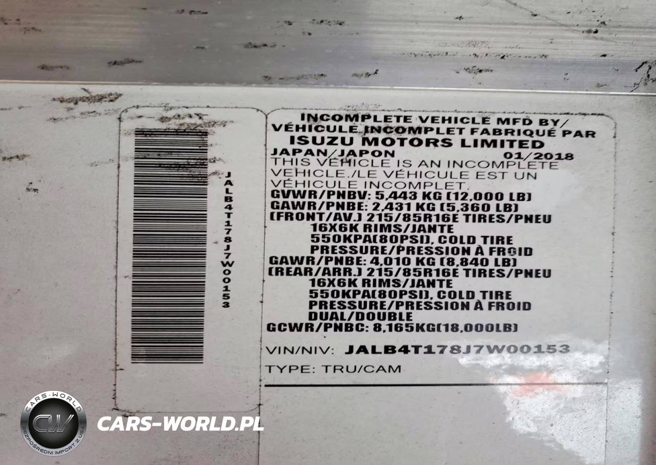 2018 Isuzu Reach Delivery Truck VIN:JALB4T178J7W00153 - 13