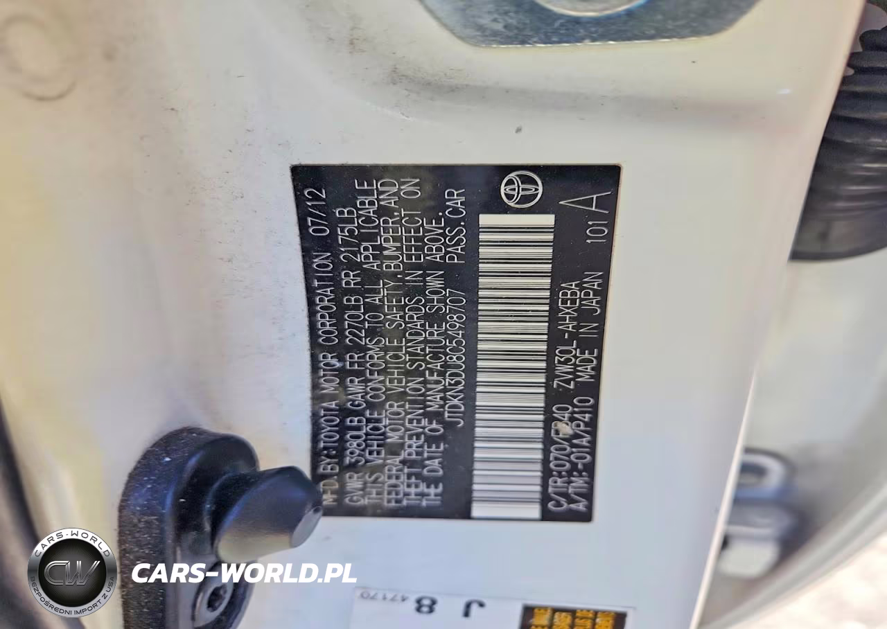 2012 Toyota Prius Two VIN:JTDKN3DU8C5498707 - 12