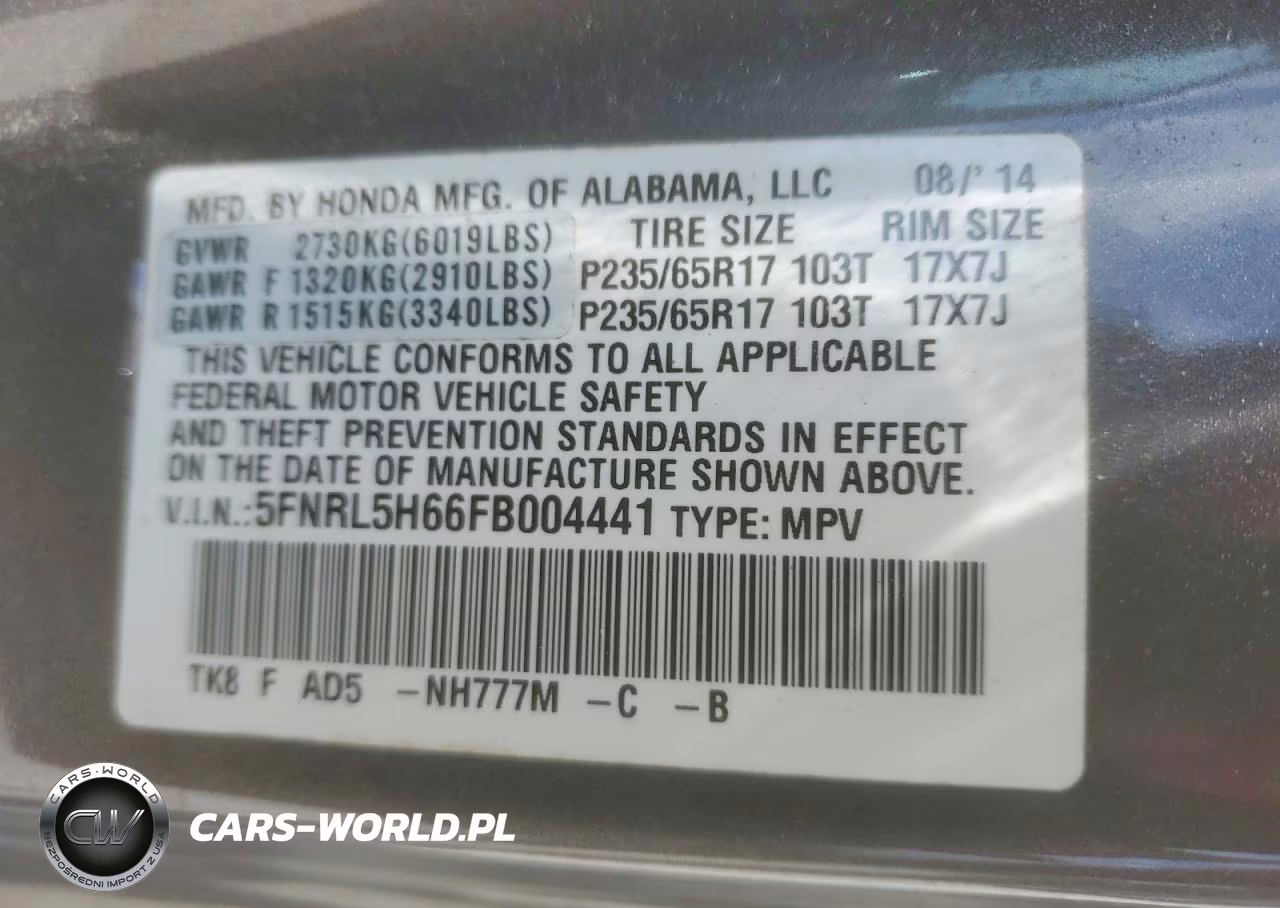 2015 Honda Odyssey Exl VIN:5FNRL5H66FB004441 - 14
