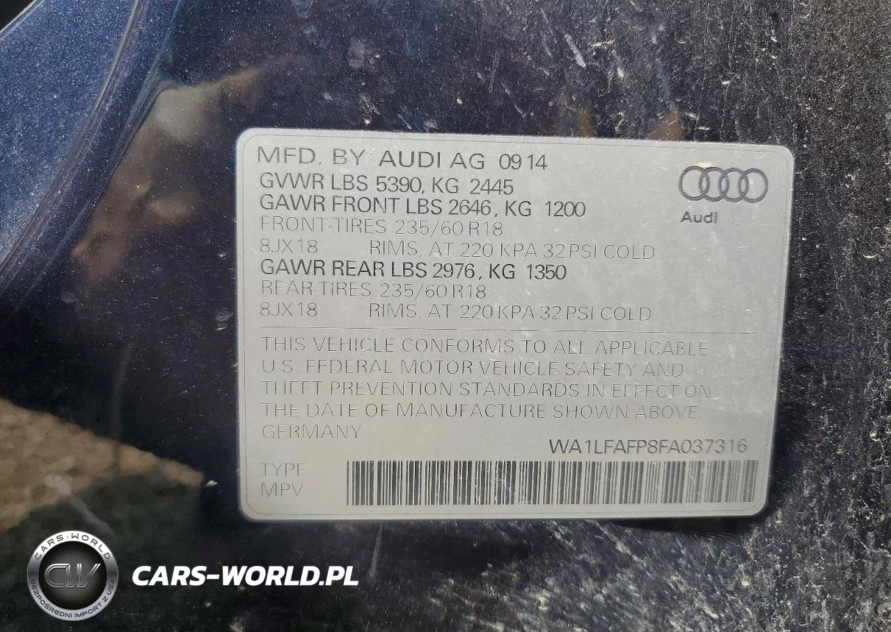2015 Audi Q5 Premium Plus VIN:WA1LFAFP8FA037316 - 13