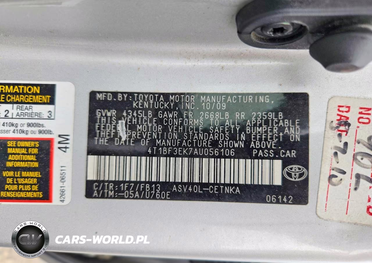2010 Toyota Camry Le VIN:4T1BF3EK7AU056106 - 12