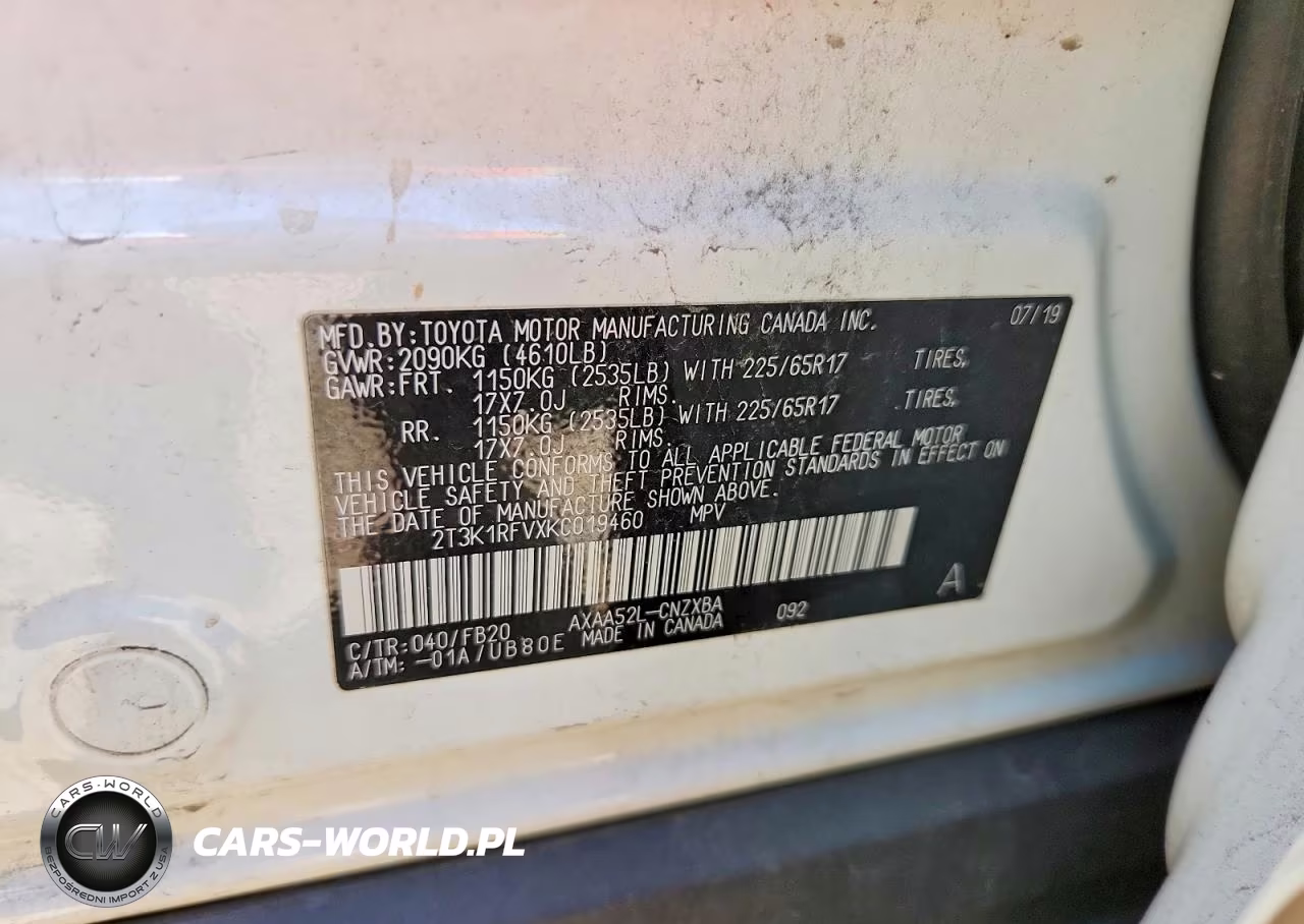 2019 Toyota Rav4 Le VIN:2T3K1RFVXKC019460 - 12