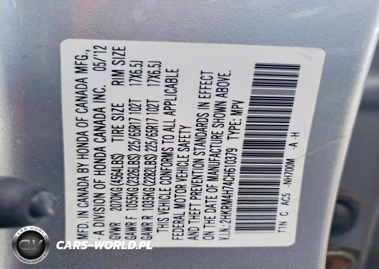 2012 Honda Cr-V Exl VIN:2HKRM4H74CH610379 - 14