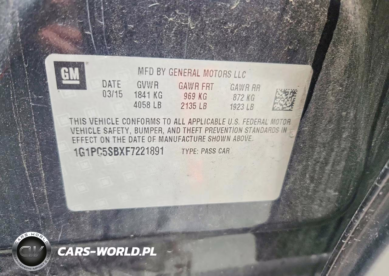 2015 Chevrolet Cruze Lt VIN:1G1PC5SBXF7221891 - 12