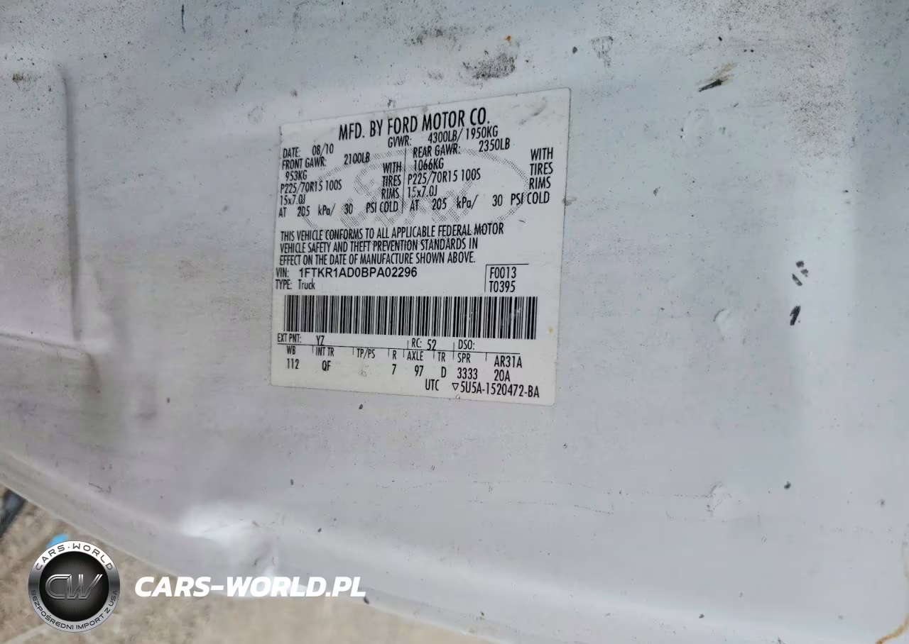 2011 Ford Ranger VIN:1FTKR1AD0BPA02296 - 12