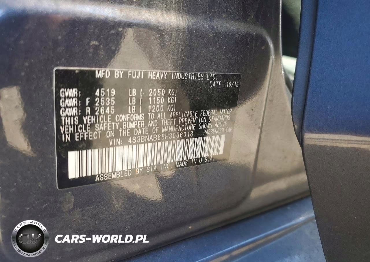 2017 Subaru Legacy 2.5I VIN:4S3BNAB65H3036018 - 12