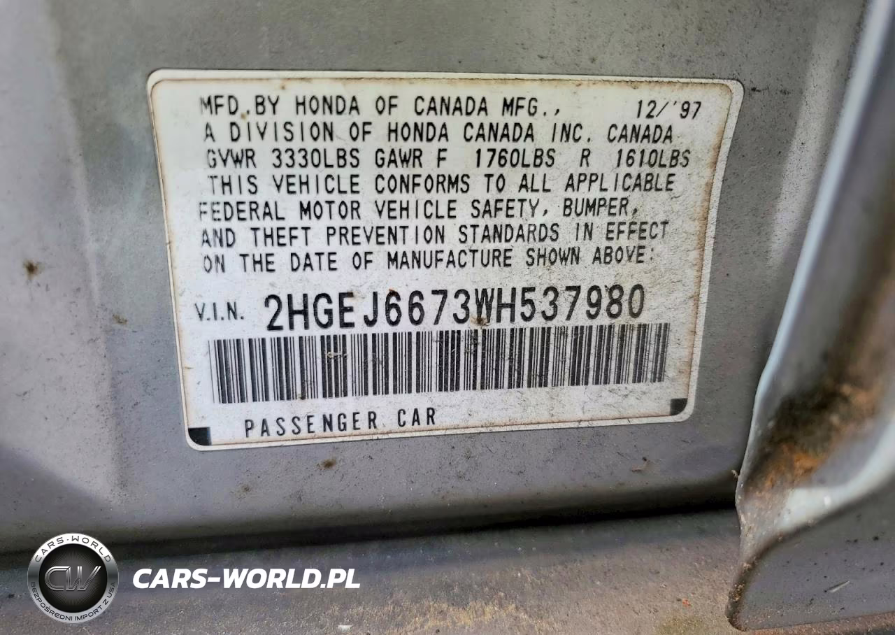 1998 Honda Civic Lx VIN:2HGEJ6673WH537980 - 12
