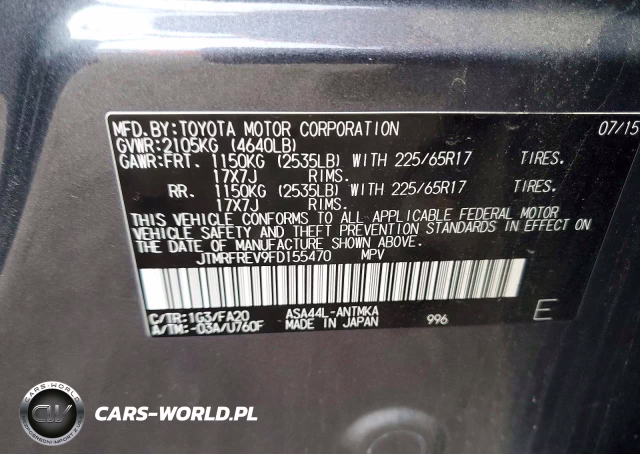 2015 Toyota Rav4 Xle VIN:JTMRFREV9FD155470 - 13
