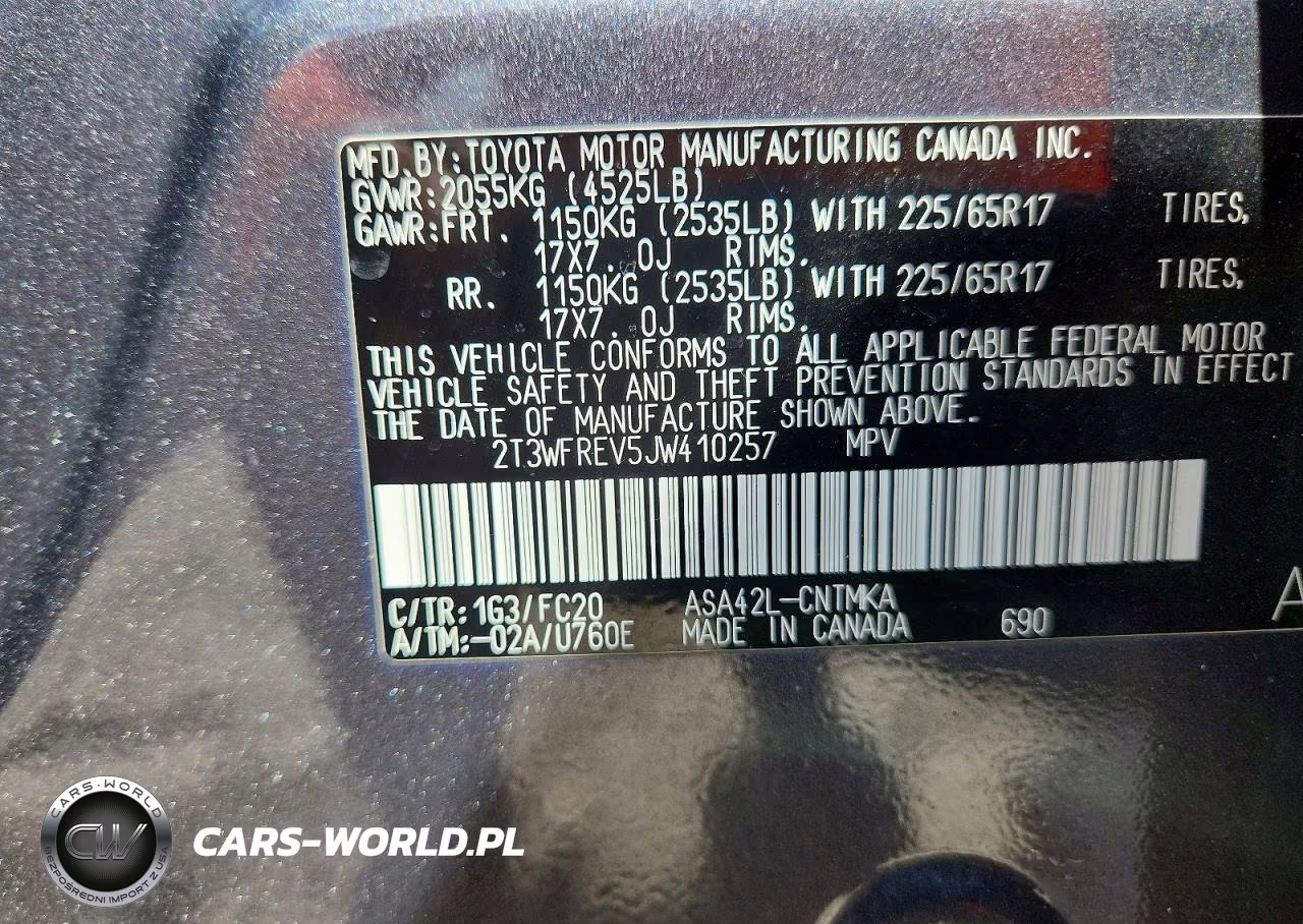 2018 Toyota Rav4 Xle VIN:2T3WFREV5JW410257 - 12