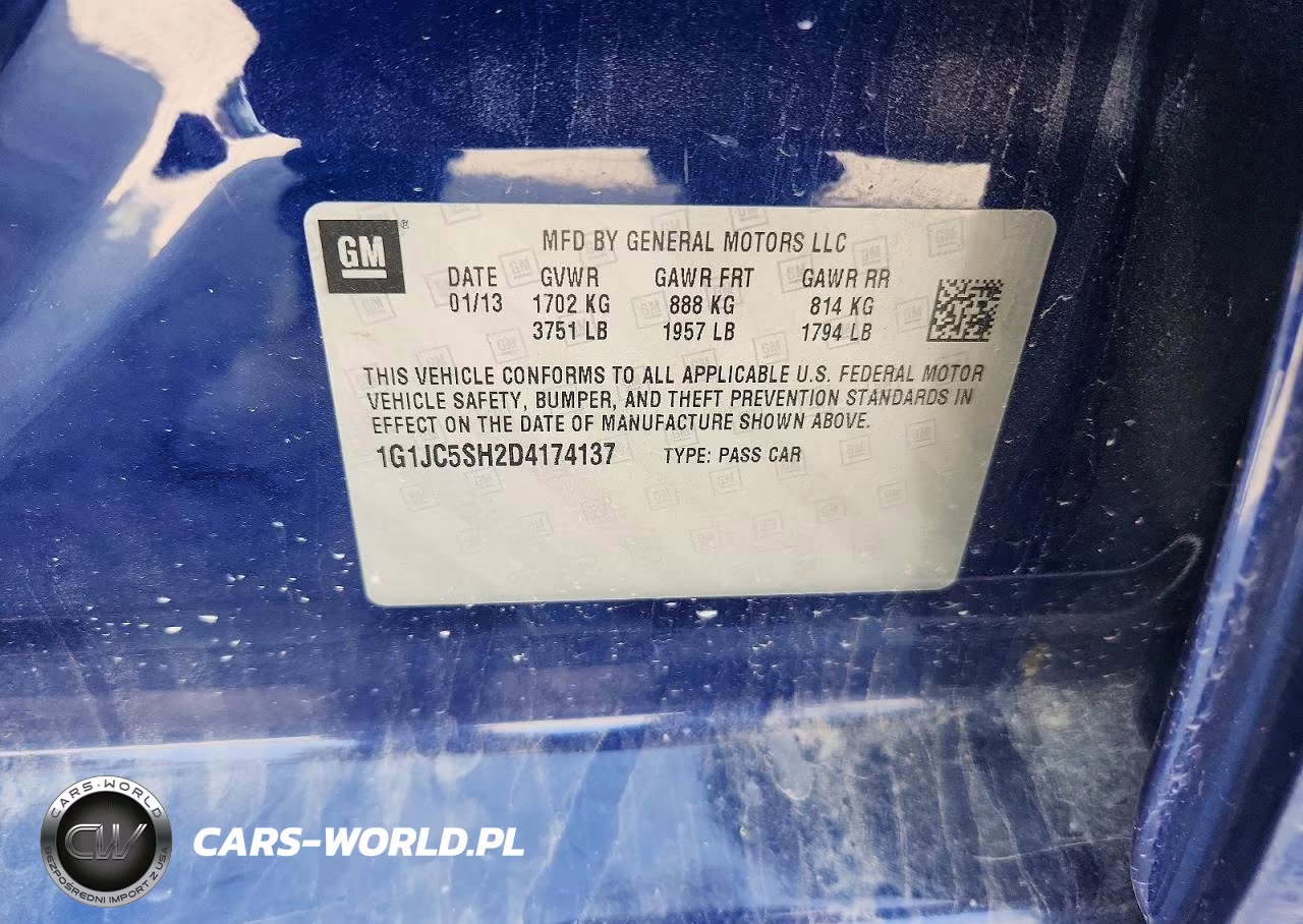 2013 Chevrolet Sonic Lt VIN:1G1JC5SH2D4174137 - 12