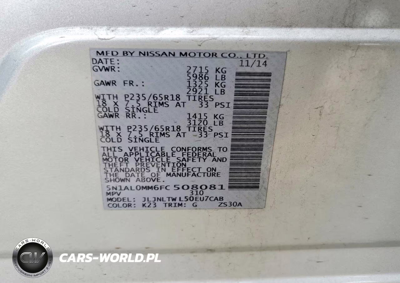 2015 Infiniti Qx60 Base VIN:5N1AL0MM6FC508081 - 13