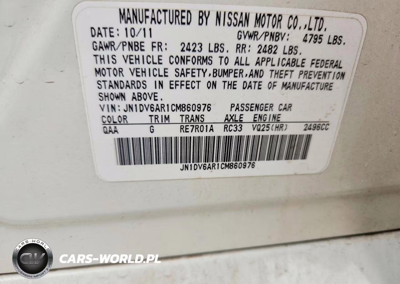 2012 Infiniti G25 Sedan X VIN:JN1DV6AR1CM860976 - 12