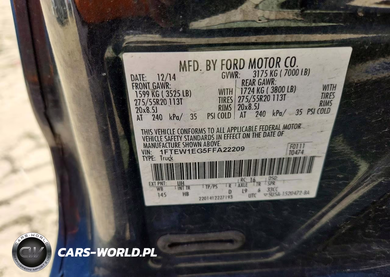 2015 Ford F150 Supercrew VIN:1FTEW1EG5FFA22209 - 12