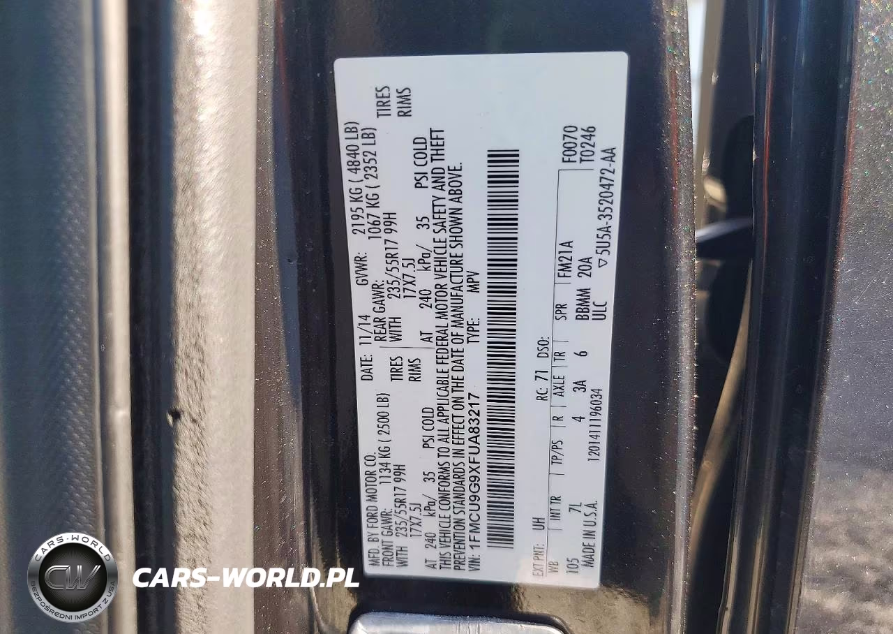 2015 Ford Escape Se VIN:1FMCU9G9XFUA83217 - 12