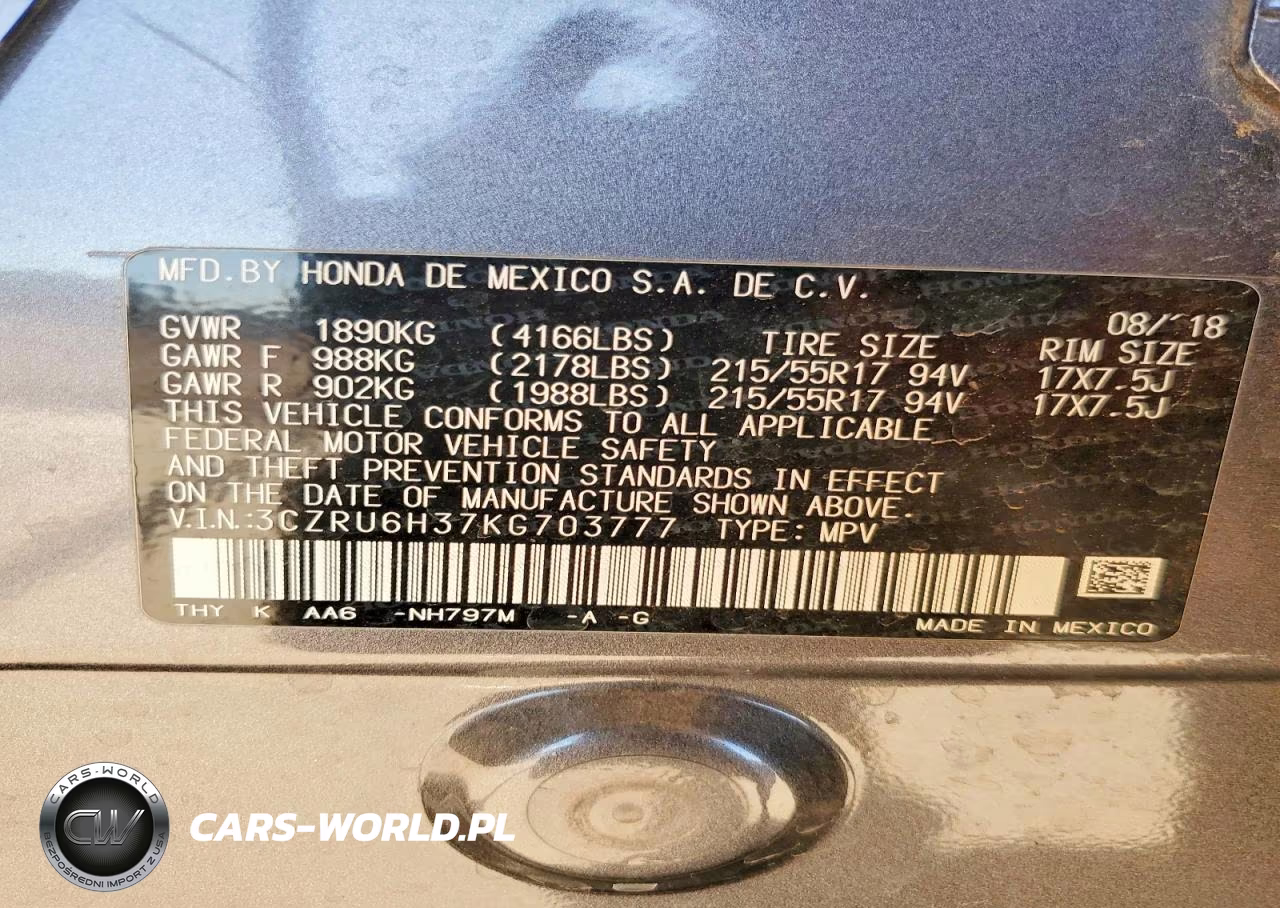 2019 Honda Hr-V Lx VIN:3CZRU6H37KG703777 - 13