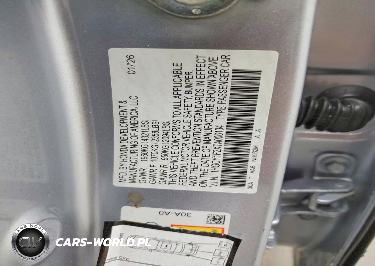 2026 Honda Accord Lx VIN:1HGCY1F2XTA006134 - 12