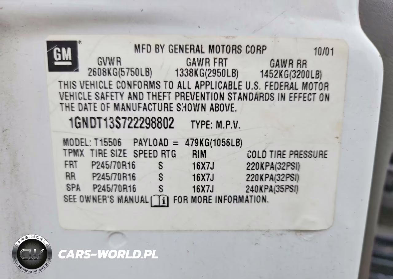2002 Chevrolet Trailblazer VIN:1GNDT13S722298802 - 13