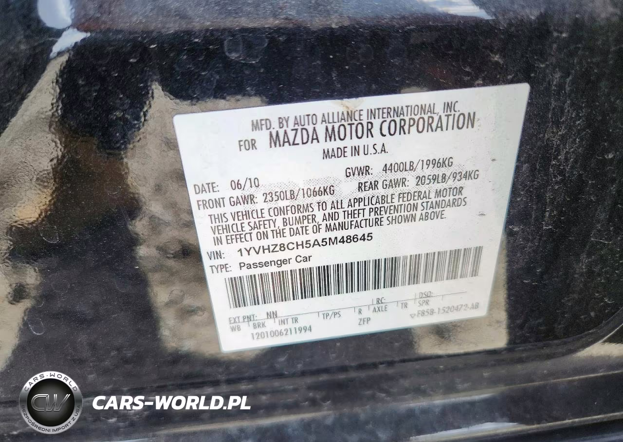 2010 Mazda 6 I VIN:1YVHZ8CH5A5M48645 - 12