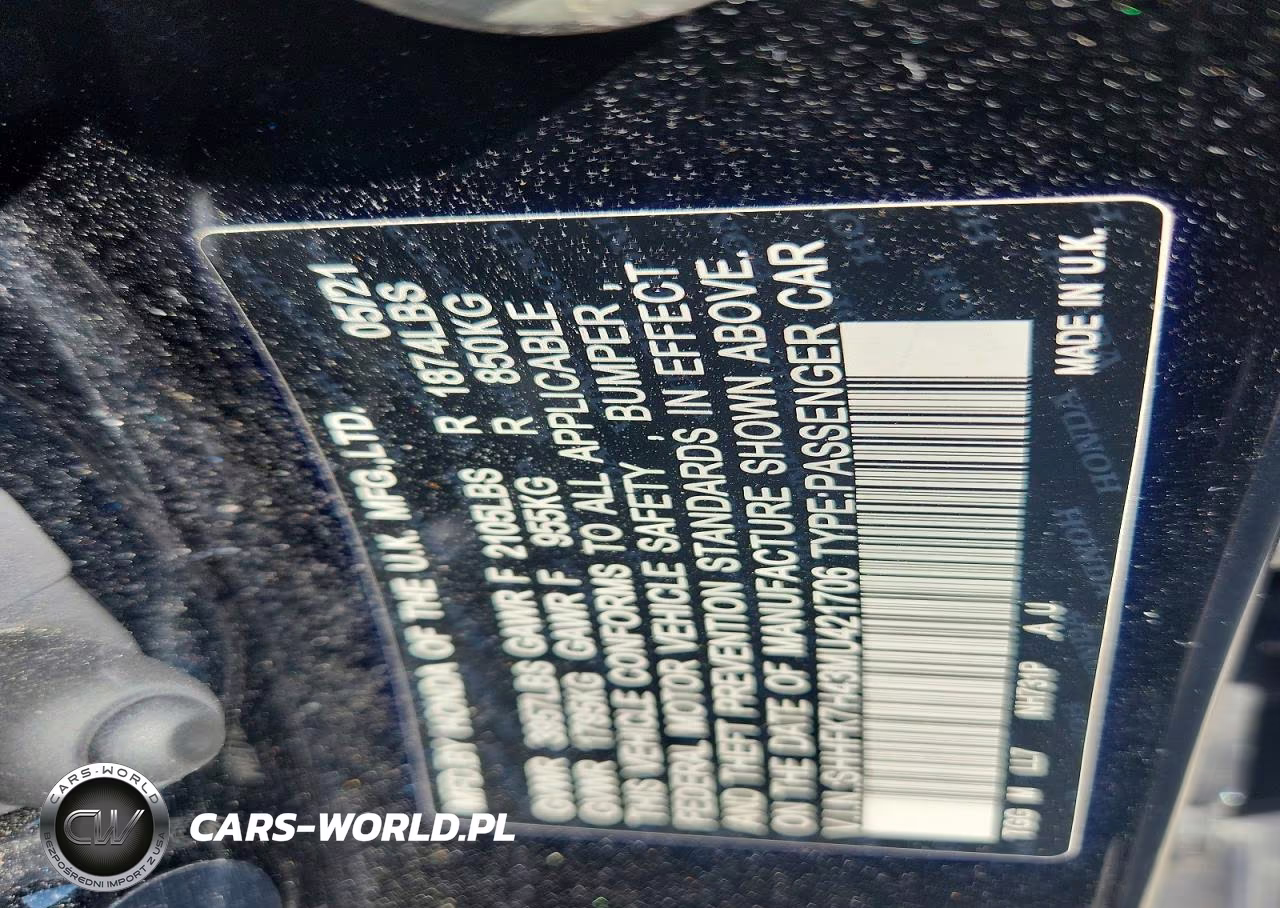 2021 Honda Civic Sport VIN:SHHFK7H43MU421706 - 13
