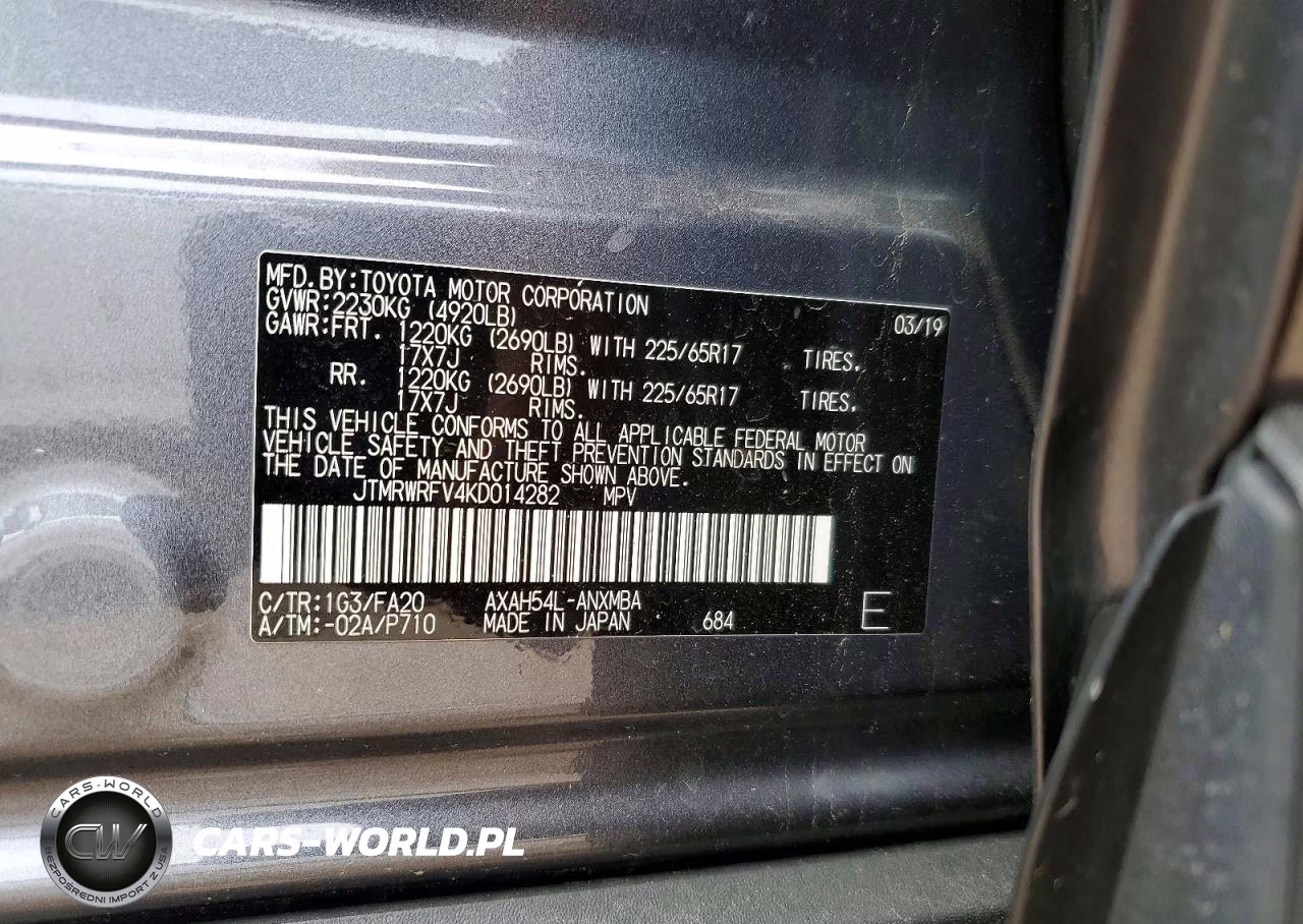 2019 Toyota Rav4 Hybrid Xle VIN:JTMRWRFV4KD014282 - 12
