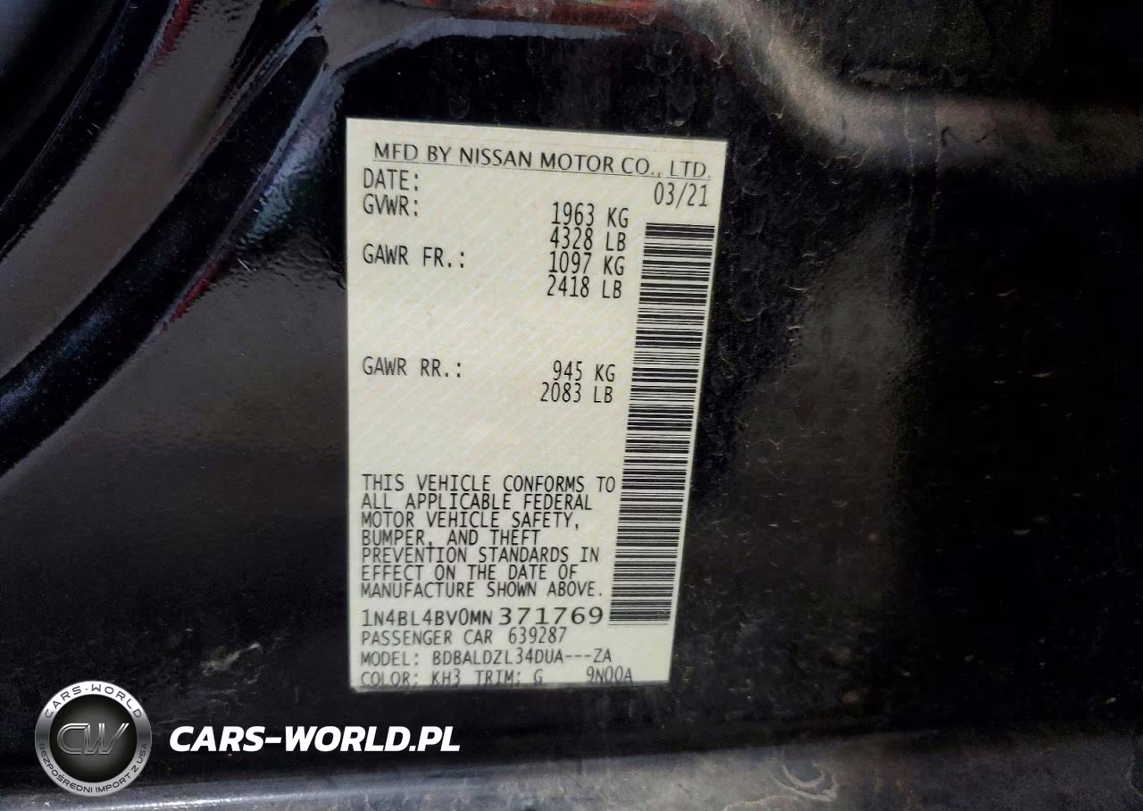 2021 Nissan Altima S VIN:1N4BL4BV0MN371769 - 12