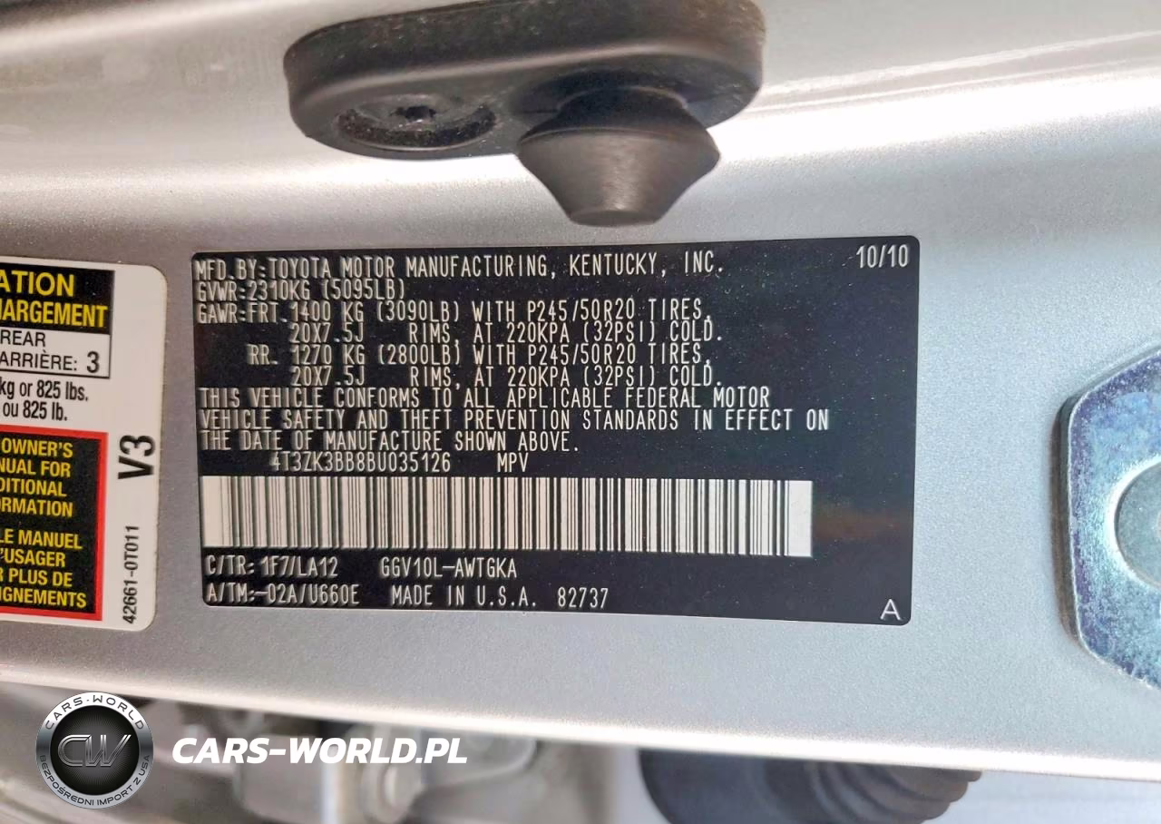 2011 Toyota Venza Fwd V6 VIN:4T3ZK3BB8BU035126 - 12