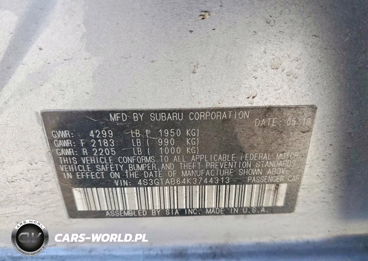 2019 Subaru Impreza VIN:4S3GTAB64K3744313 - 12
