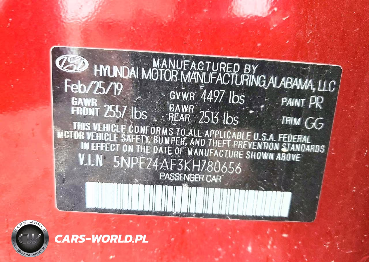 2019 Hyundai Sonata Se VIN:5NPE24AF3KH780656 - 12