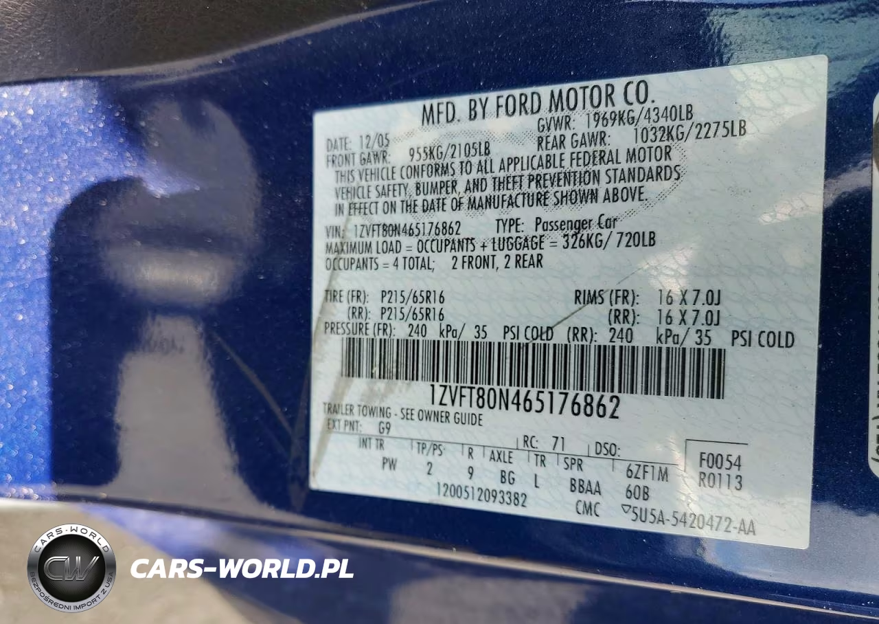 2006 Ford Mustang VIN:1ZVFT80N465176862 - 12