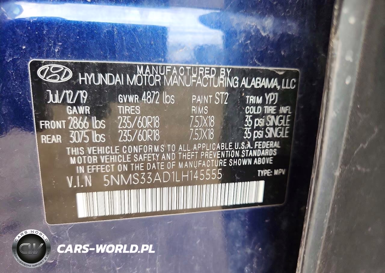 2020 Hyundai Santa Fe Sel VIN:5NMS33AD1LH145555 - 12