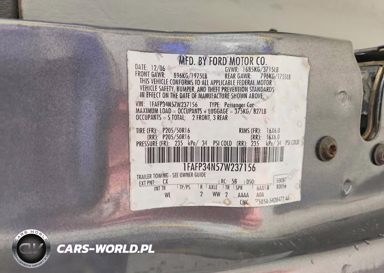 2007 Ford Focus Zx4 VIN:1FAFP34N57W237156 - 12