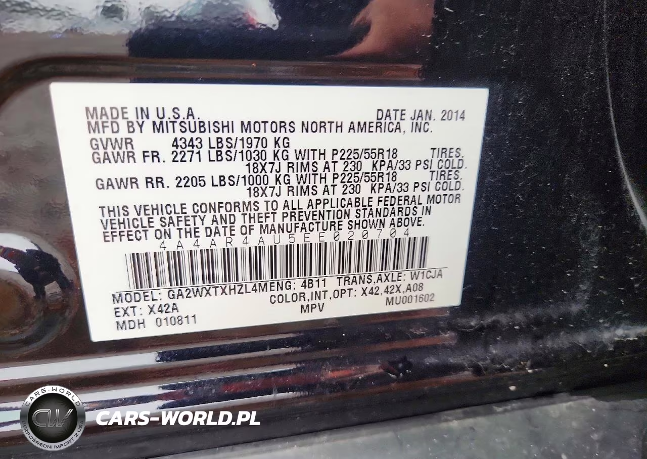 2014 Mitsubishi Outlander Sport Se VIN:4A4AR4AU5EE020704 - 13