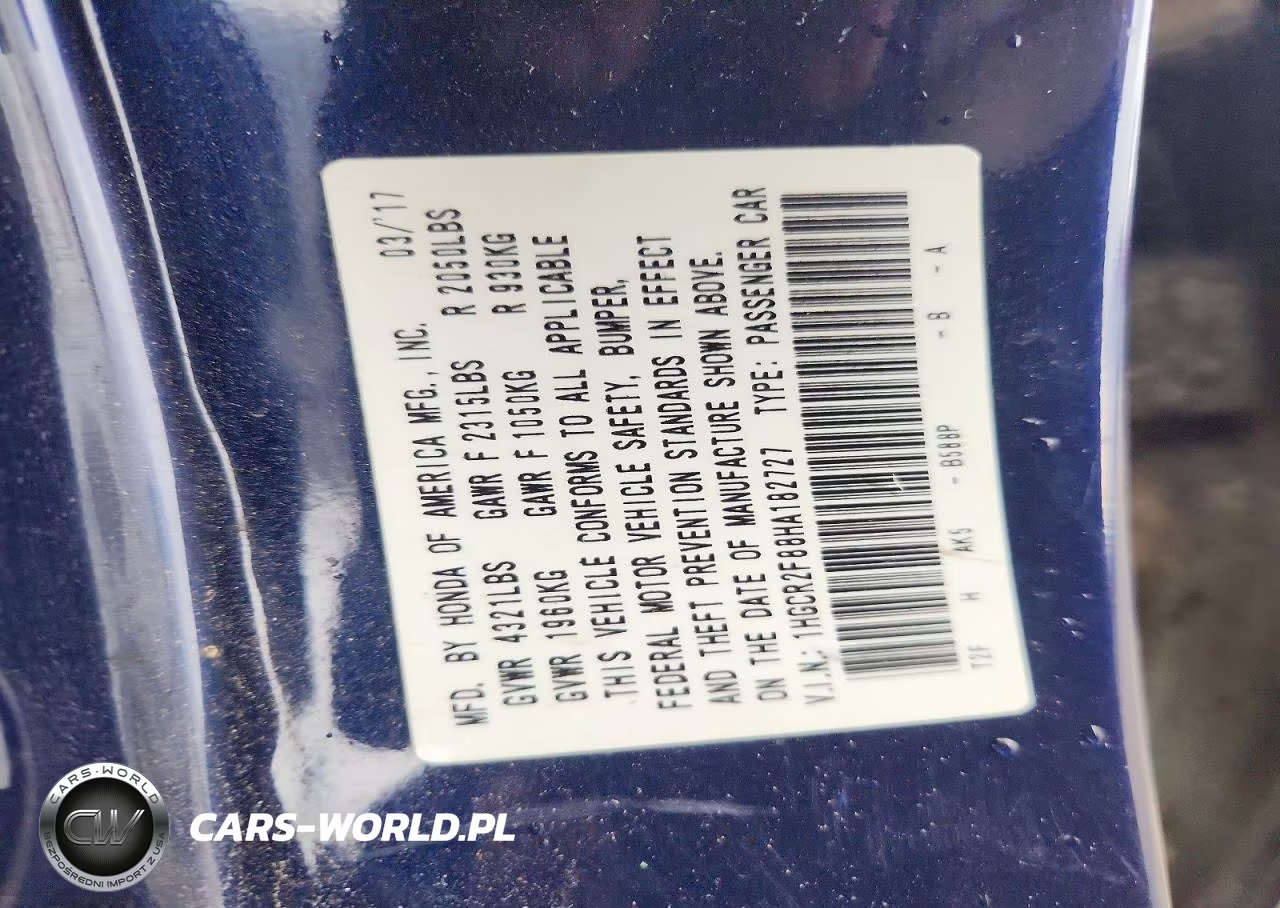 2017 Honda Accord VIN:1HGCR2F88HA182727 - 12