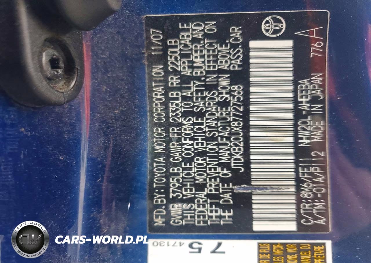 2008 Toyota Prius Base VIN:JTDKB20UX87727568 - 12