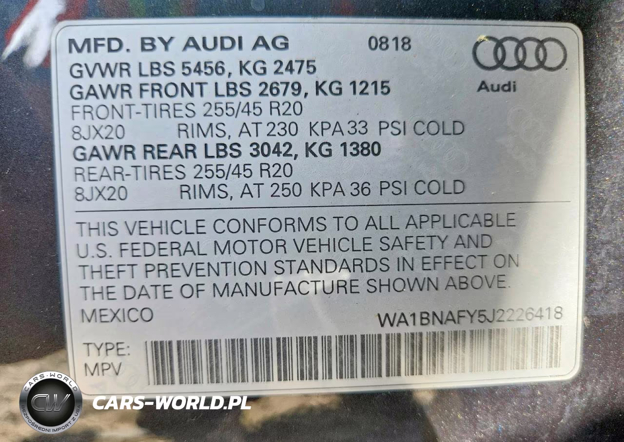 2018 Audi Q5 Premium Plus VIN:WA1BNAFY5J2226418 - 13