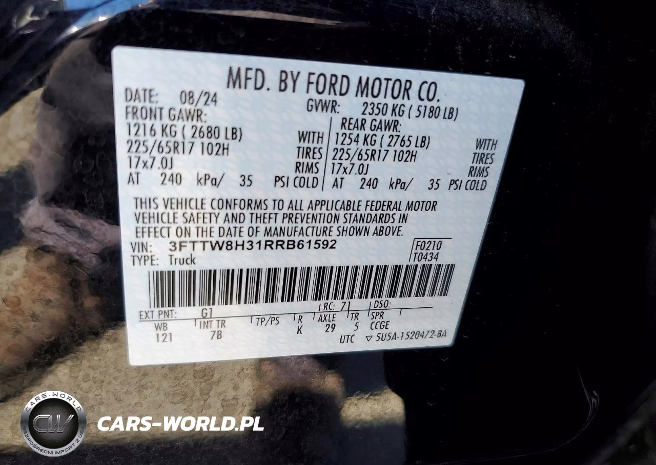 2024 Ford Maverick Xlt VIN:3FTTW8H31RRB61592 - 12
