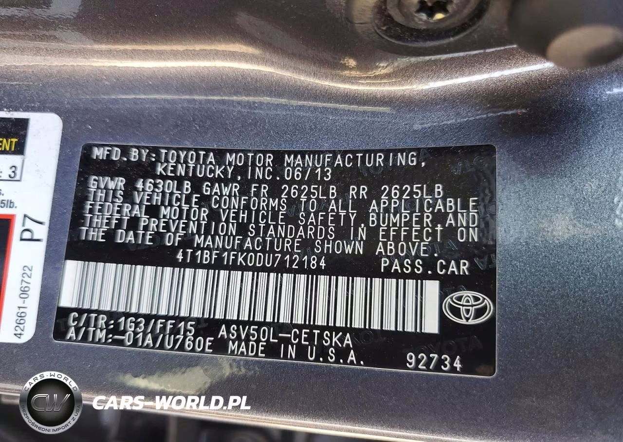 2013 Toyota Camry Se VIN:4T1BF1FK0DU712184 - 12