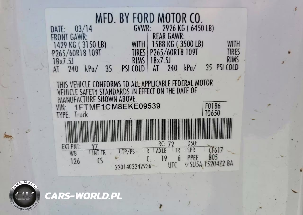 2014 Ford F150 VIN:1FTMF1CM8EKE09539 - 13
