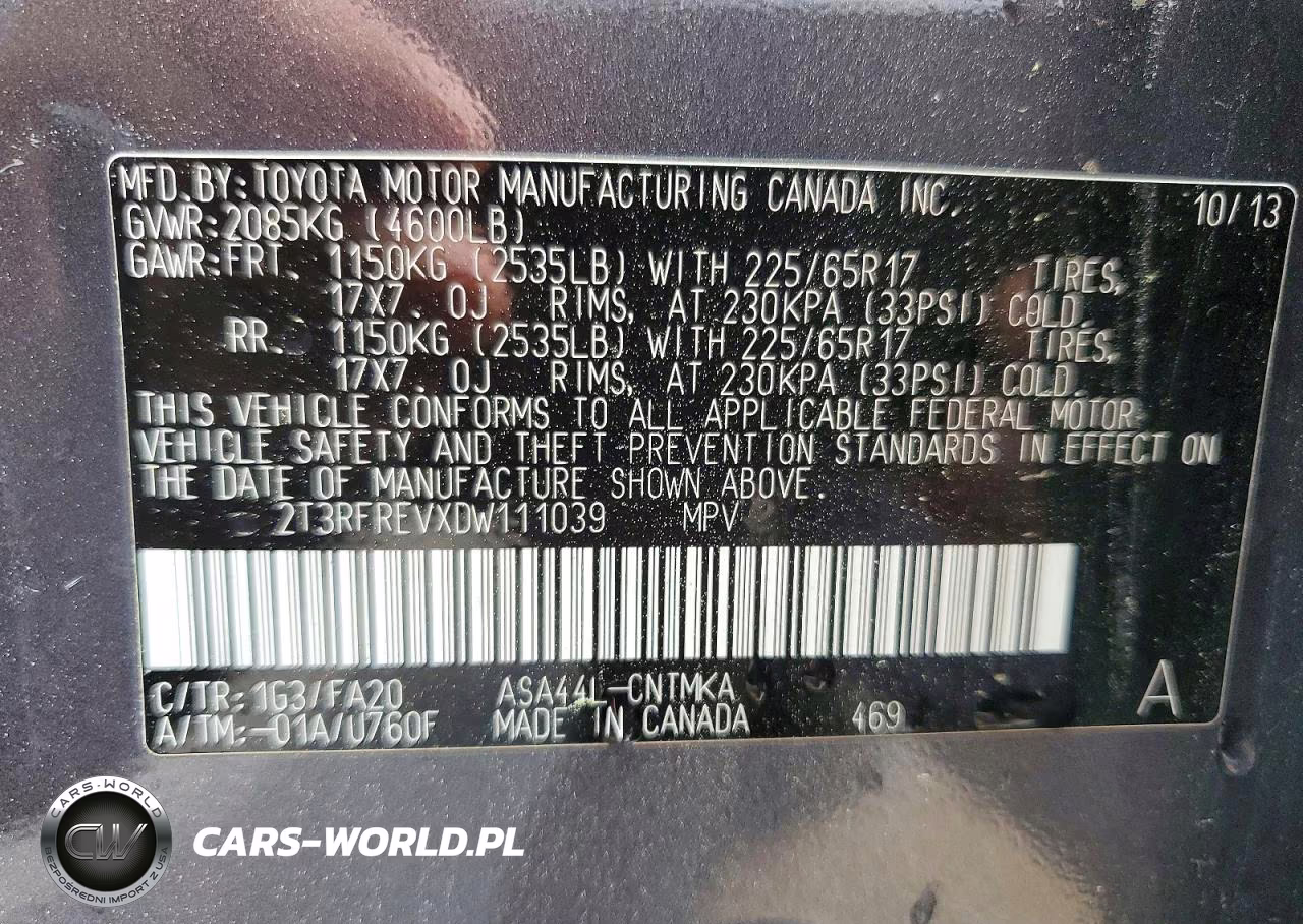 2013 Toyota Rav4 Xle VIN:2T3RFREVXDW111039 - 13