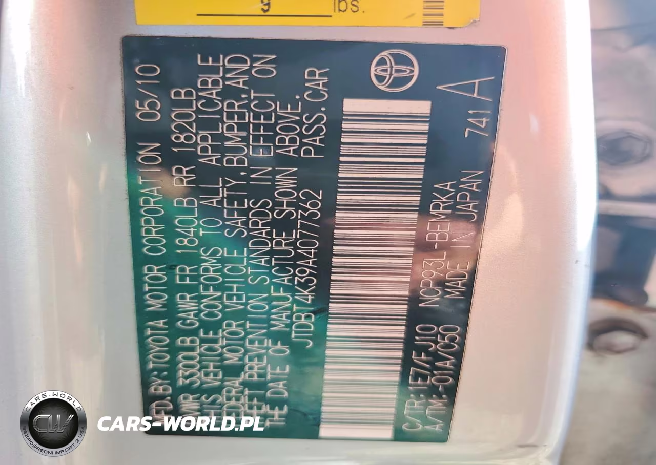 2010 Toyota Yaris Base VIN:JTDBT4K39A4077362 - 12