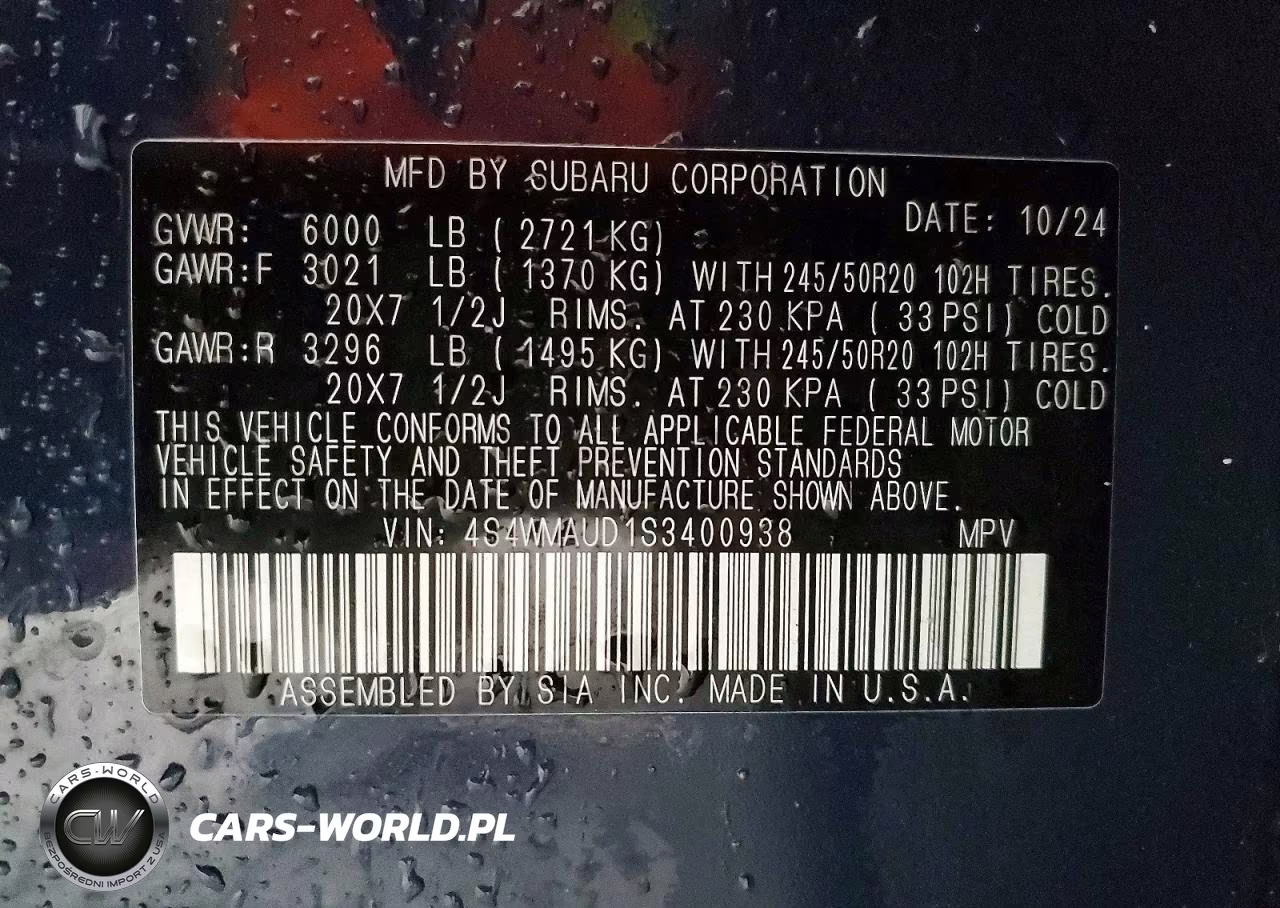 2025 Subaru Ascent Touring VIN:4S4WMAUD1S3400938 - 14