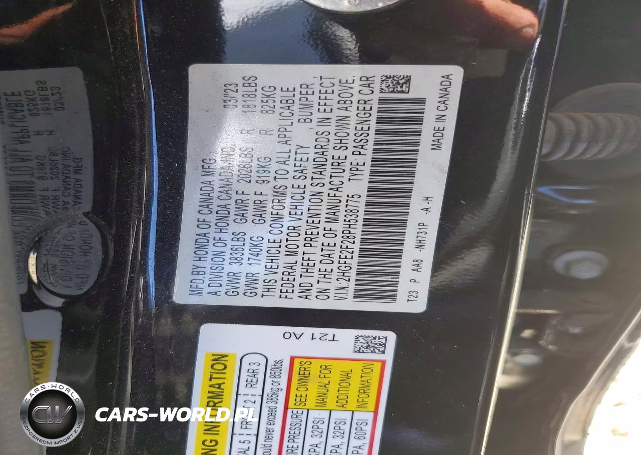 2023 Honda Civic Lx VIN:2HGFE2F28PH538775 - 12
