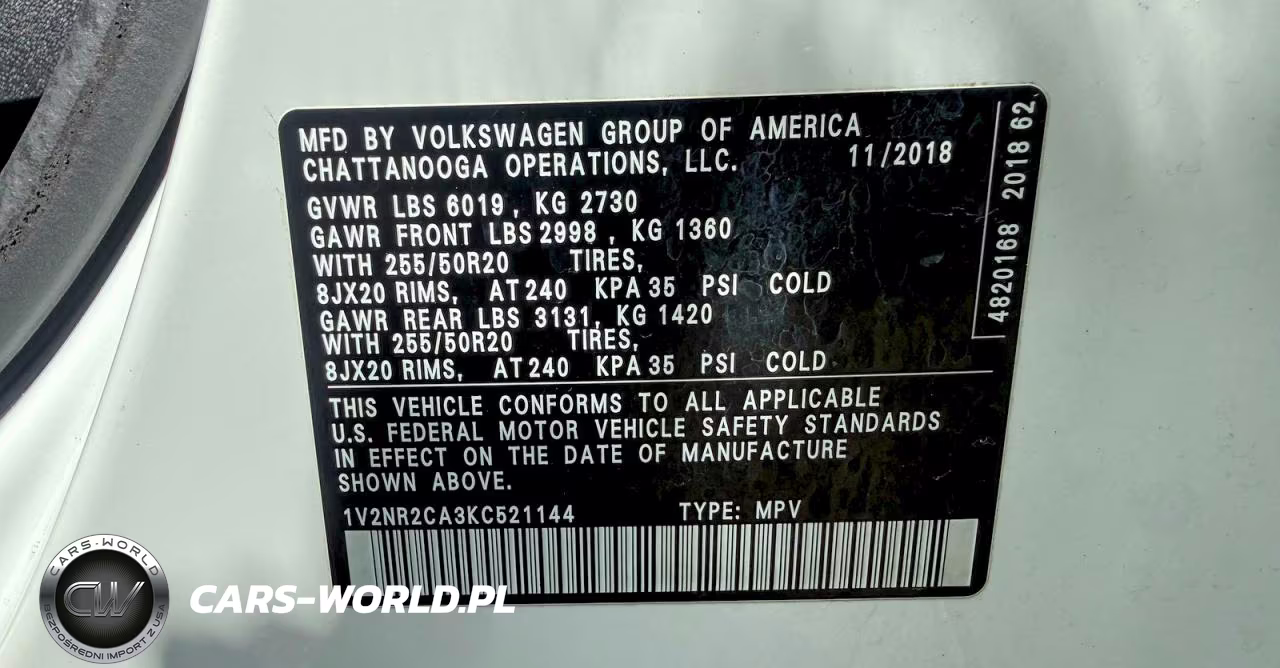 2019 Volkswagen Atlas Sel Premium VIN:1V2NR2CA3KC521144 - 10