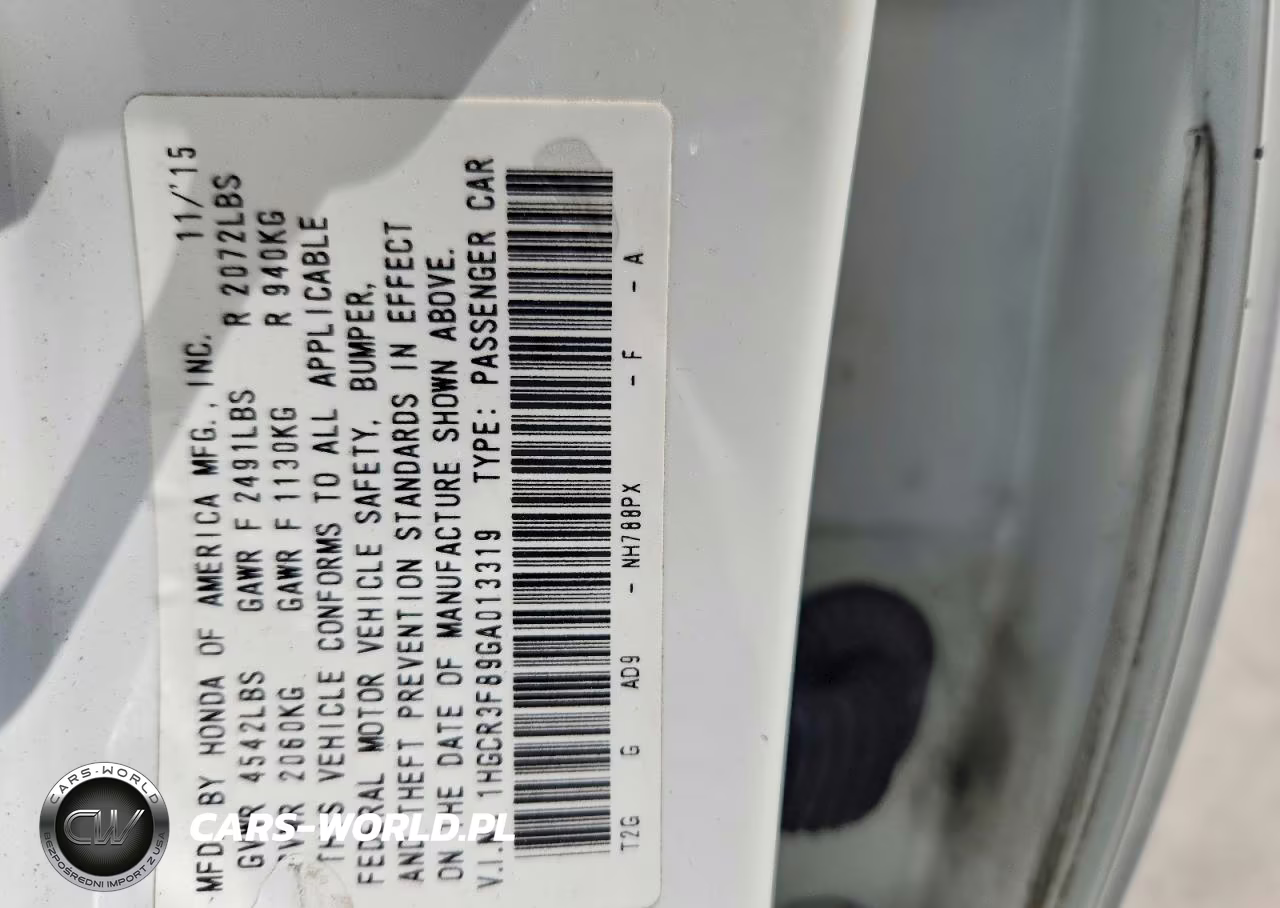 2016 Honda Accord Exl VIN:1HGCR3F89GA013319 - 13