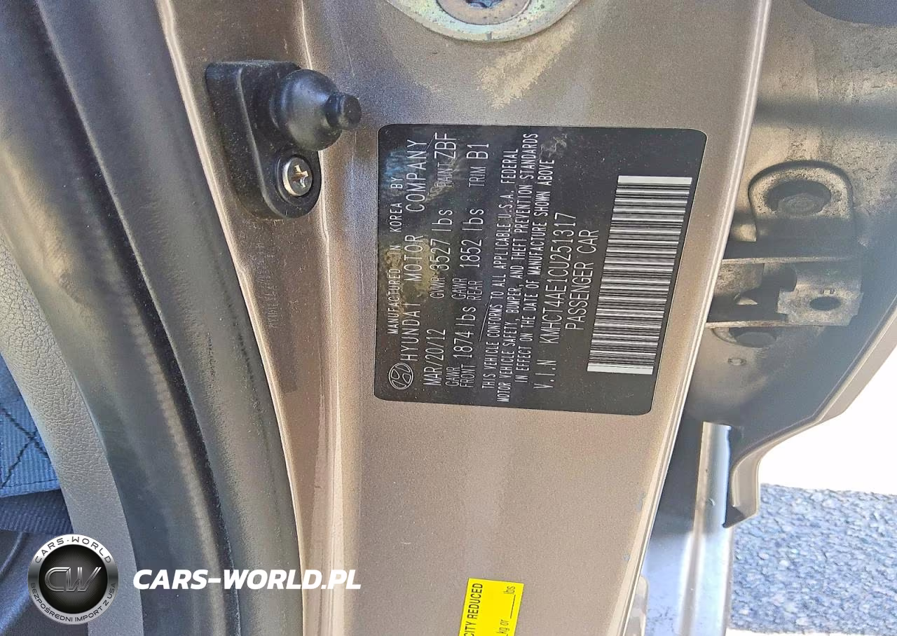 2012 Hyundai Accent Gls VIN:KMHCT4AE1CU251317 - 5